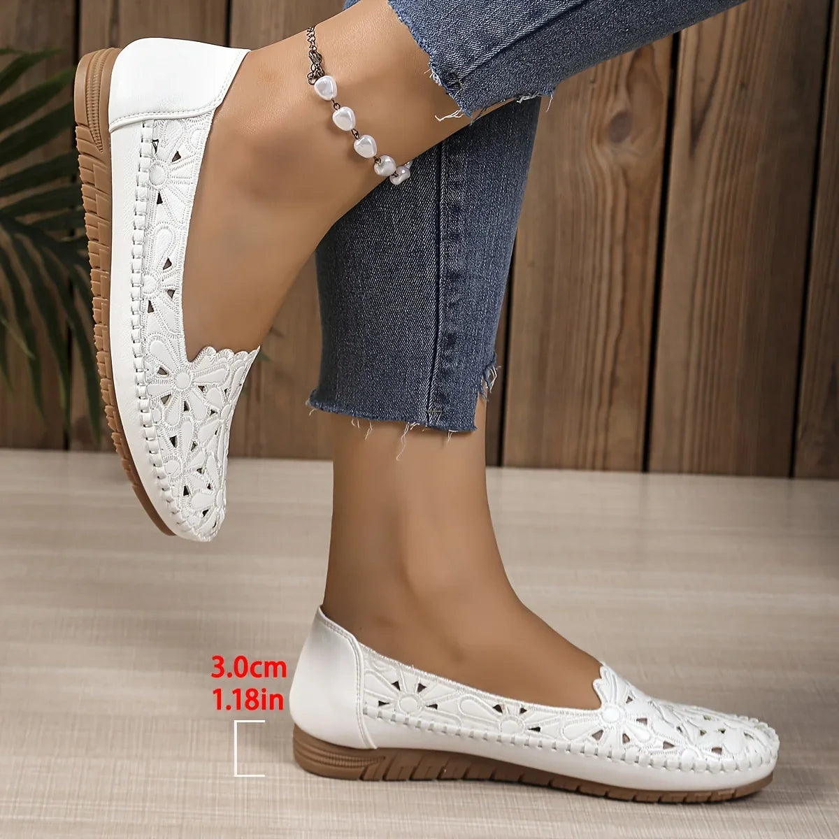 Inessa | Floral Cutout Loafer Flats