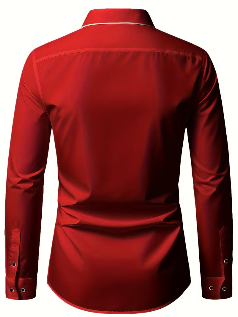 Daven | Long Sleeve Contrast Trim Button Shirt