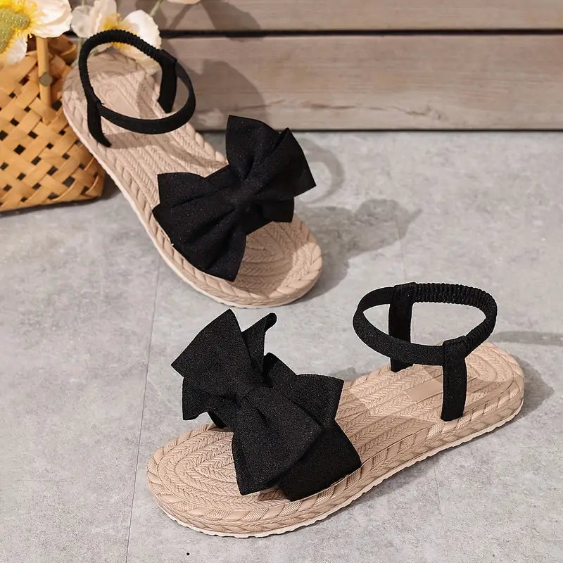 Michela | Bow Strap Flat Open Toe Sandals