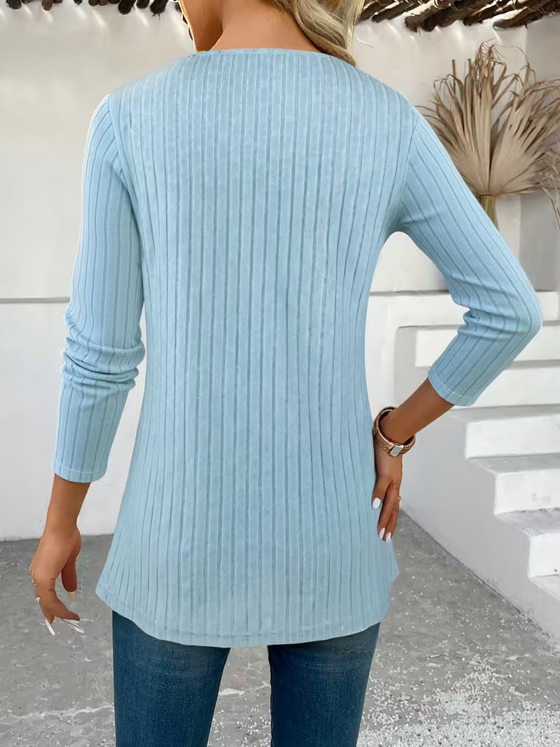 Florilitha | Ribbed Long Sleeve Printed Top
