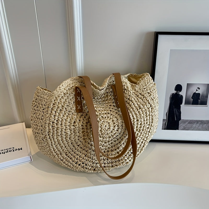 Cléa | Woven Round Straw Tote Shoulder Bag