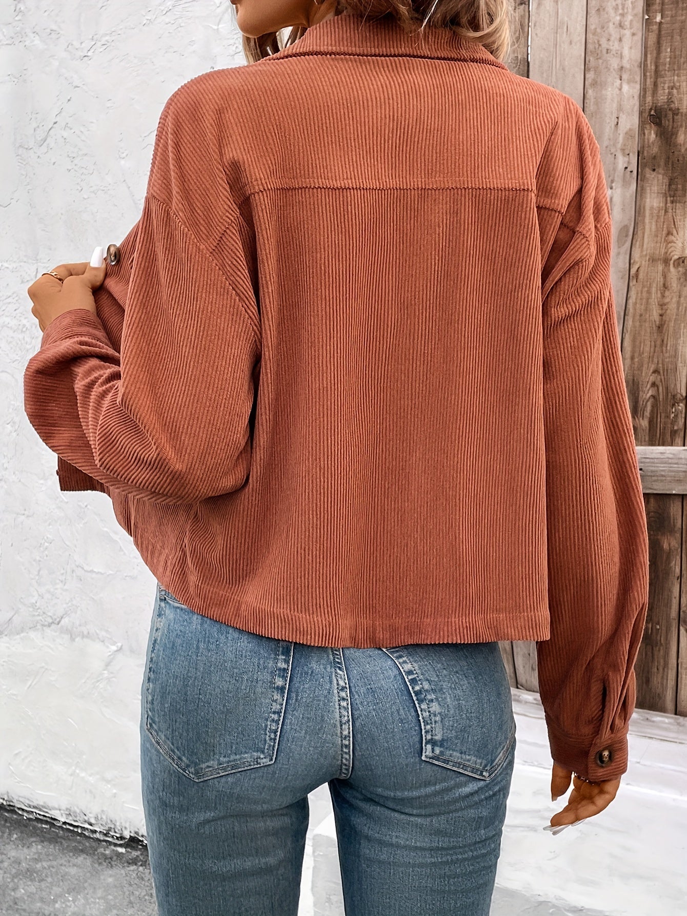 Nichola | Corduroy Button Front Cropped Jacket