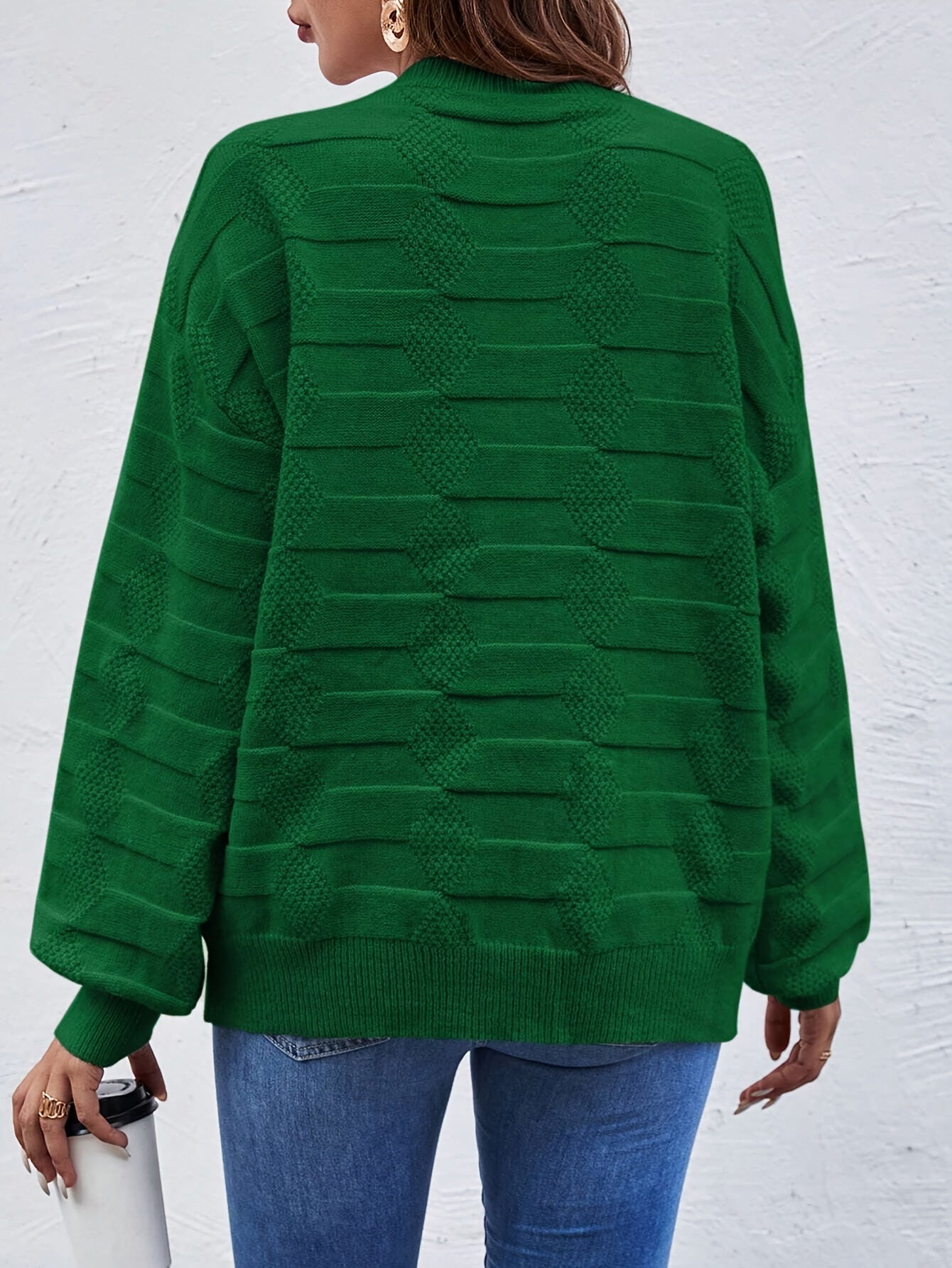 Annastina | Round Neck Textured Long Sleeve Sweater