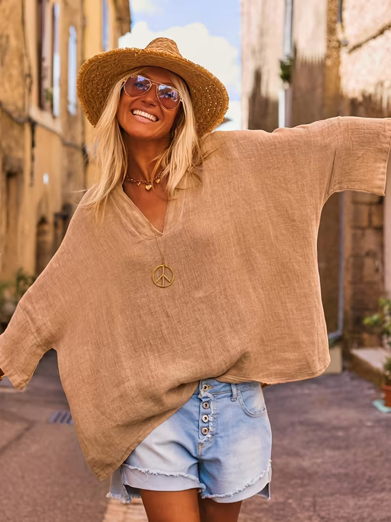 Sienna | V-neck Batwing Sleeve Top in Multiple Colours