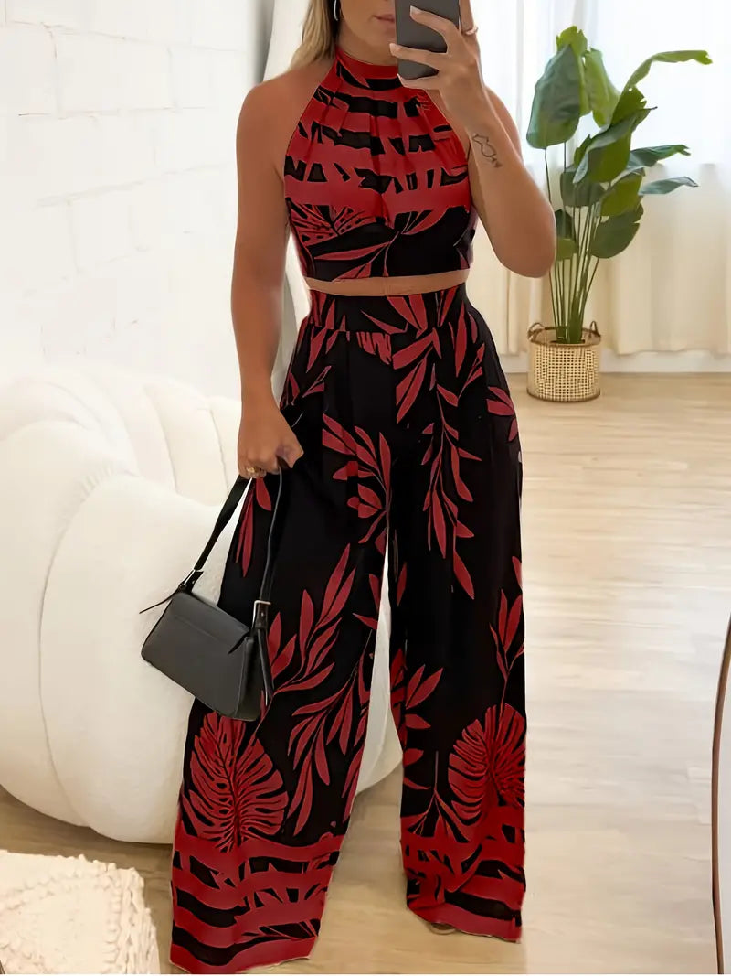 Zirina | Tropical Print Halter Two Piece Set