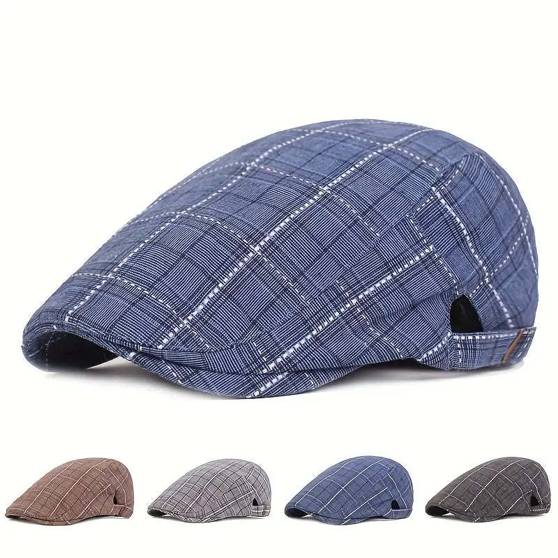 Checklyn | Checked Flat Cap Casual Newsboy Hat