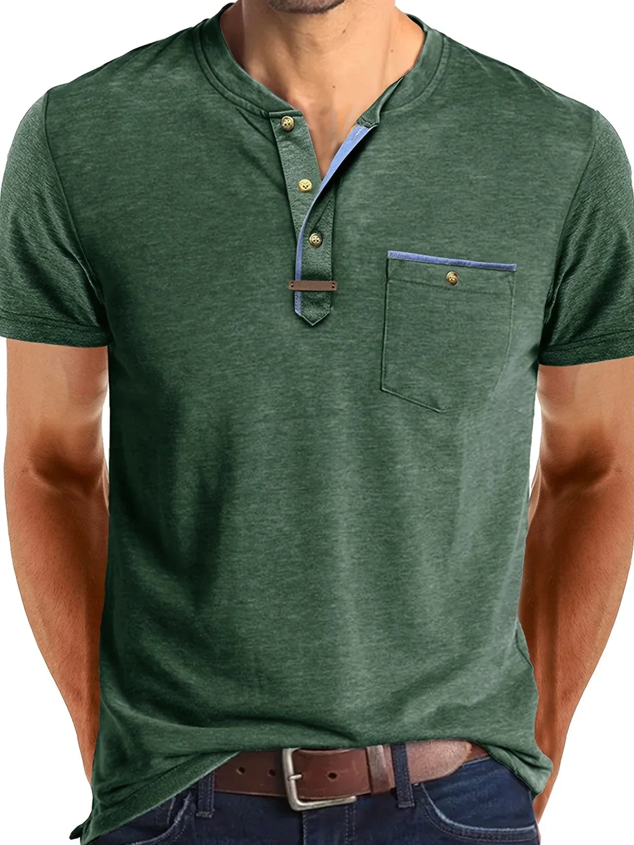 Saxon | Short Sleeve Henley Pocket T Shirt