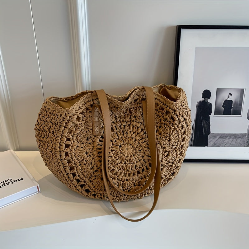 Cléa | Woven Round Straw Tote Shoulder Bag