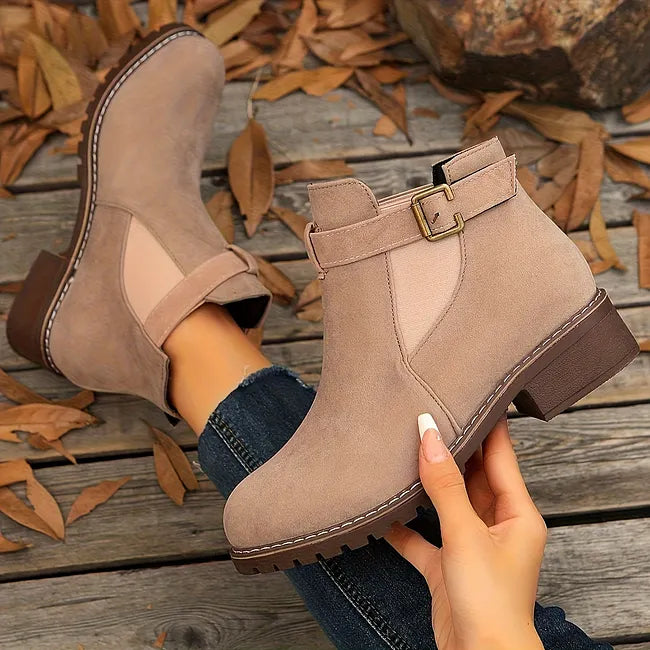 Veloella | Ankle Boots with Buckle Strap and Elastic