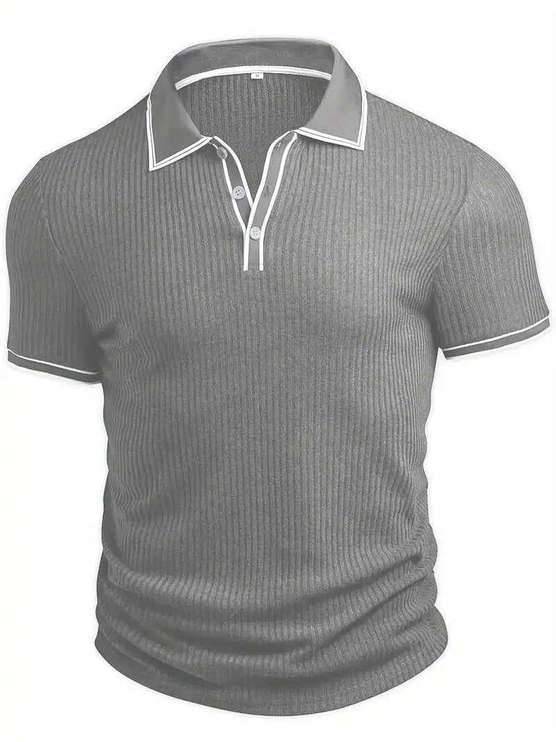 Orestis - Ribbed Short Sleeve Contrast Polo Shirt