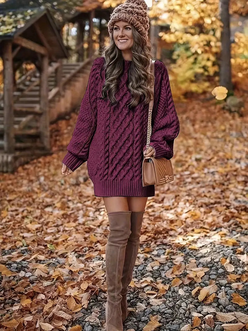 Joelle | Cable Knit Long Sleeve Jumper Dress