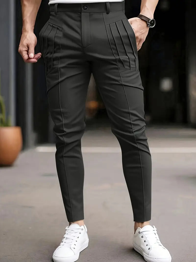 Edgardo | Pleated Slim Fit Trousers