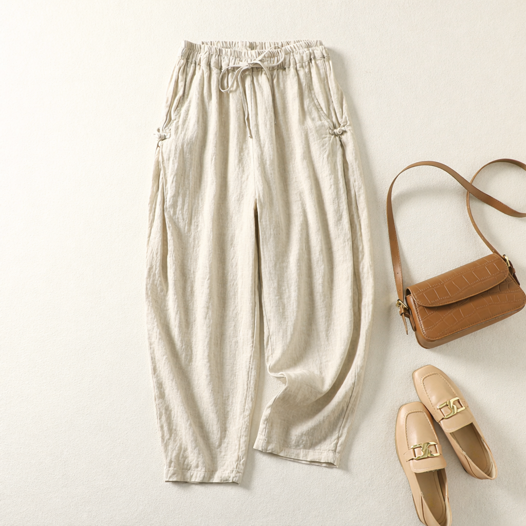 Zerelda | Loose Drawstring Barrel Leg Trousers