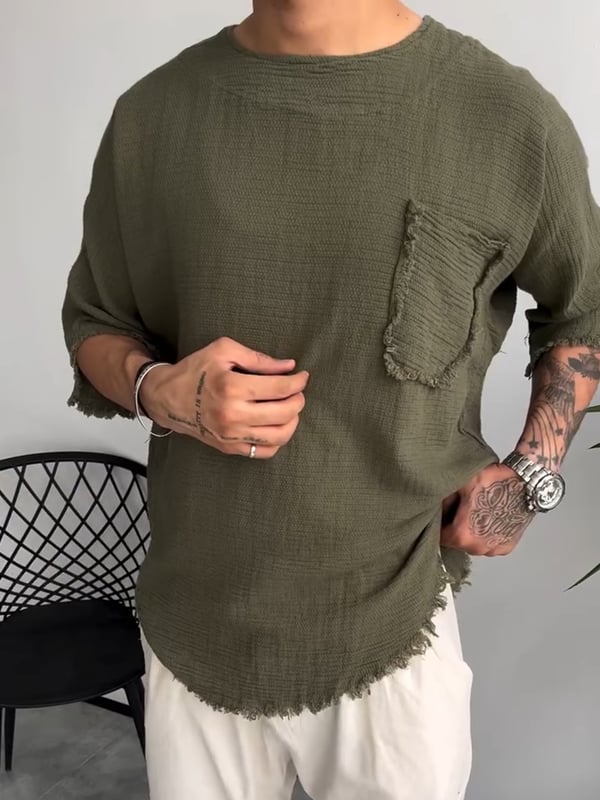 Davis - Short Sleeve Textured Pocket T Shirt