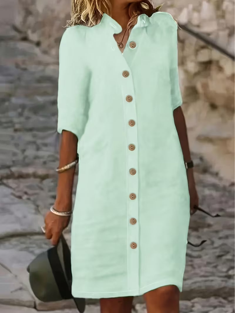 Keiniza | Short Sleeve Collared Button Shirt Dress