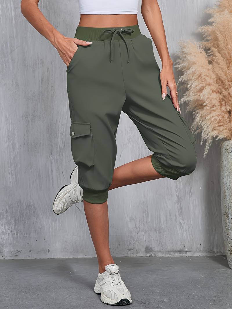 Kirabo | Cargo Cropped Drawstring Jogger Trousers