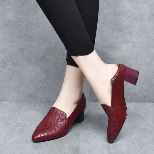 Minhora - Pointed Toe Block Heel Pumps