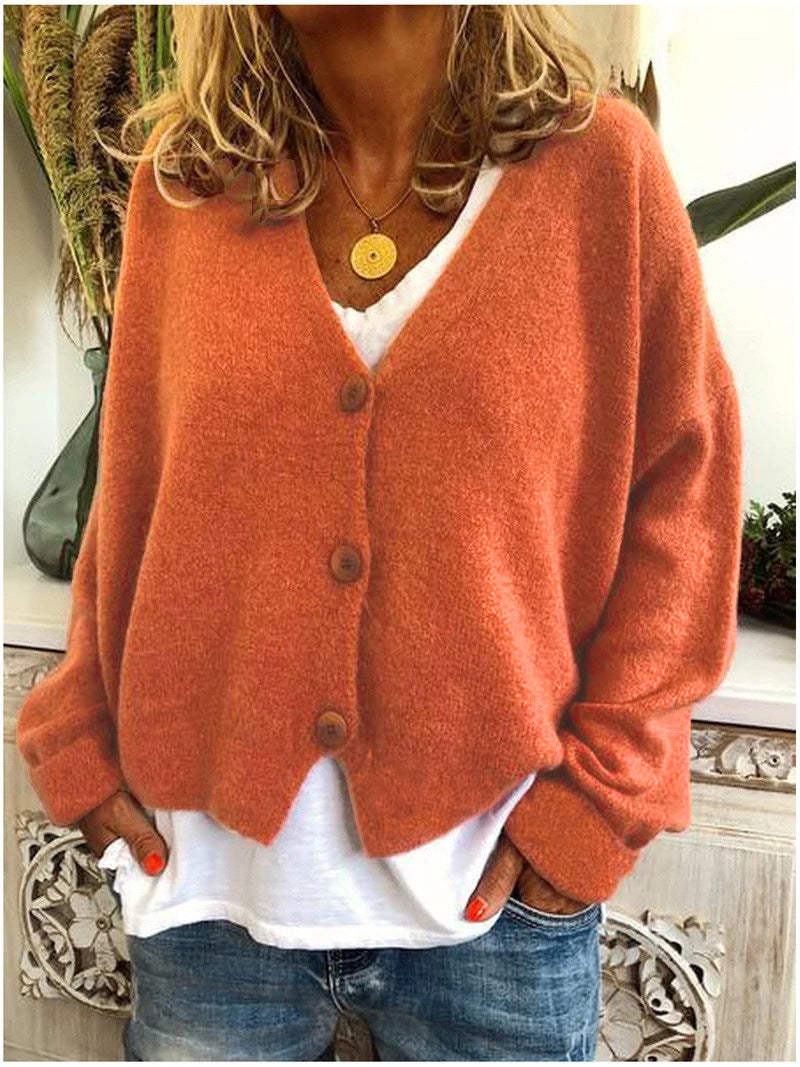Monique | Button-Front V-Neck Knitted Cardigan