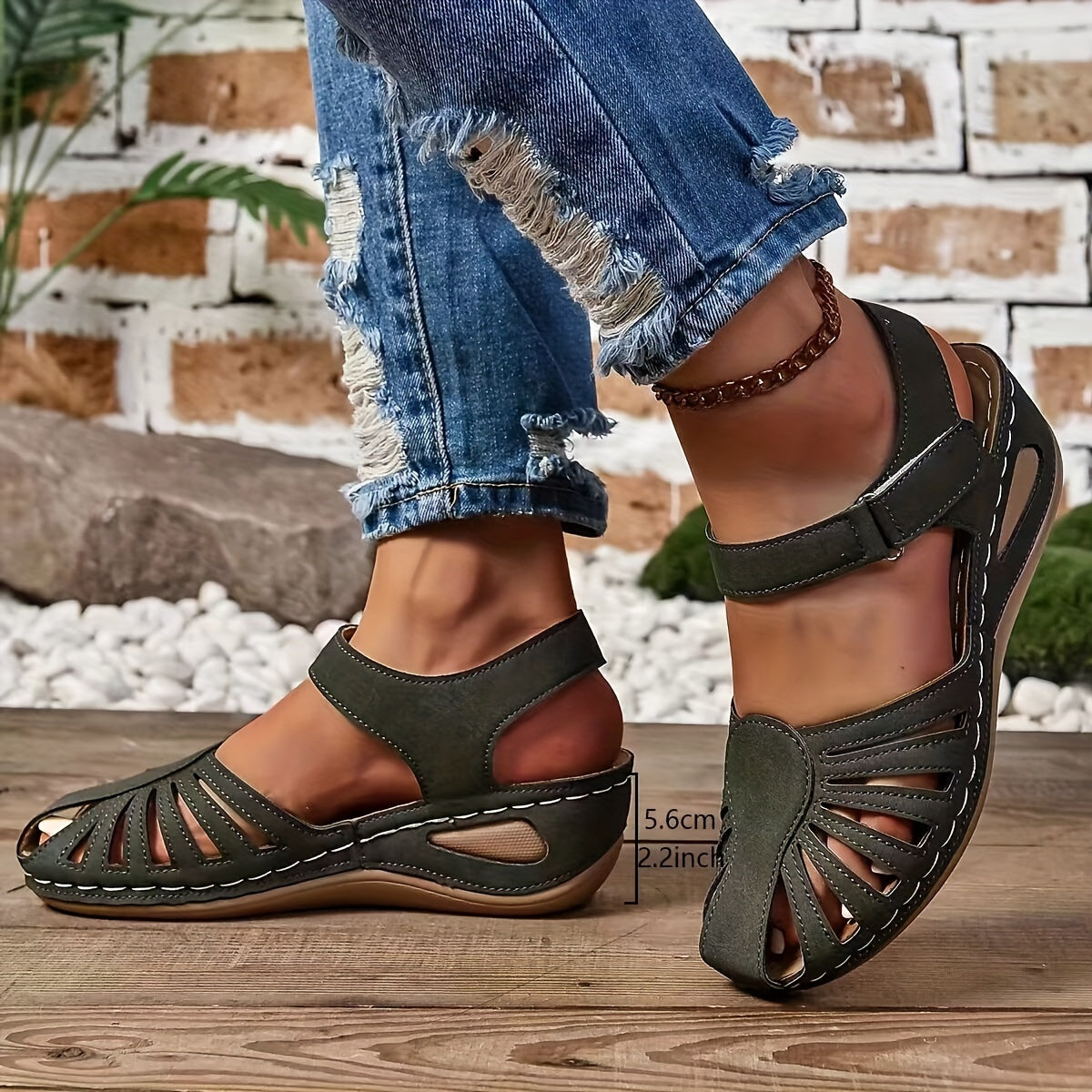 Rosana | Closed Toe Cut Out Flat Sandals