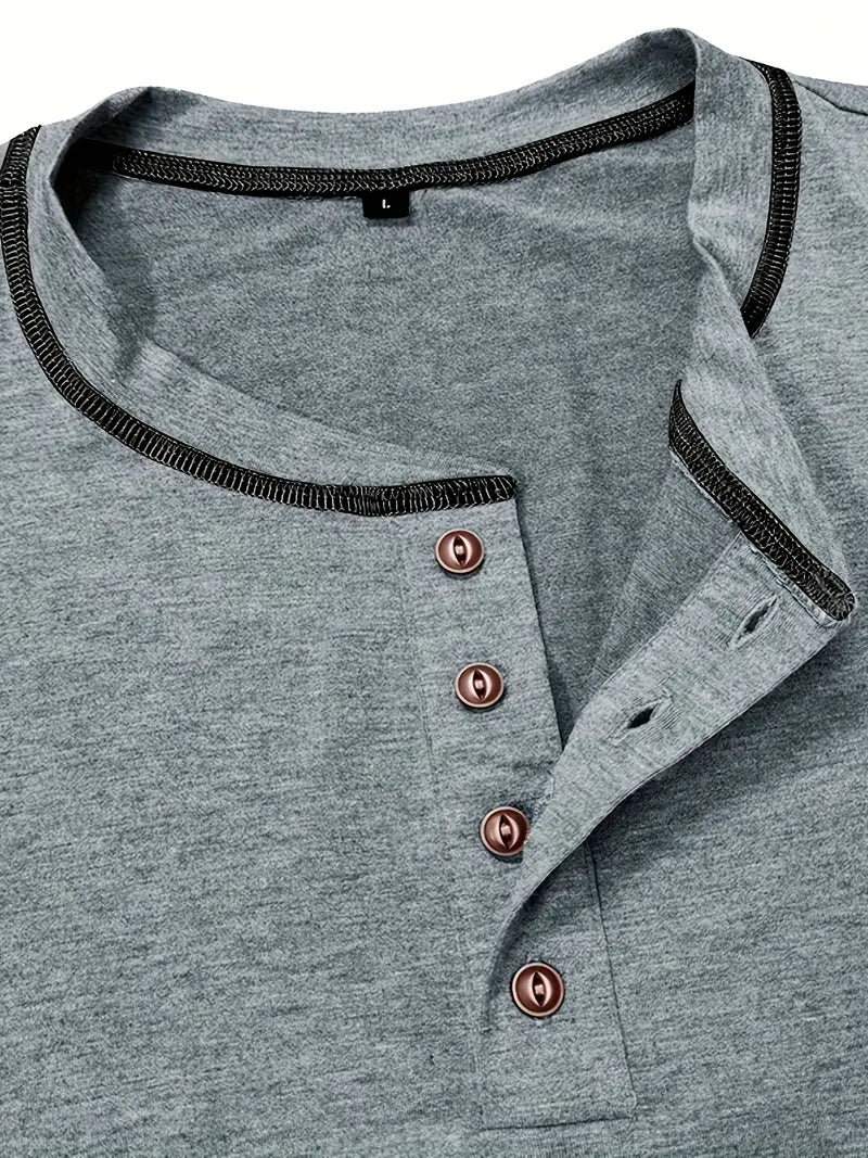 Orazio | Short Sleeve Henley Neck T-Shirt