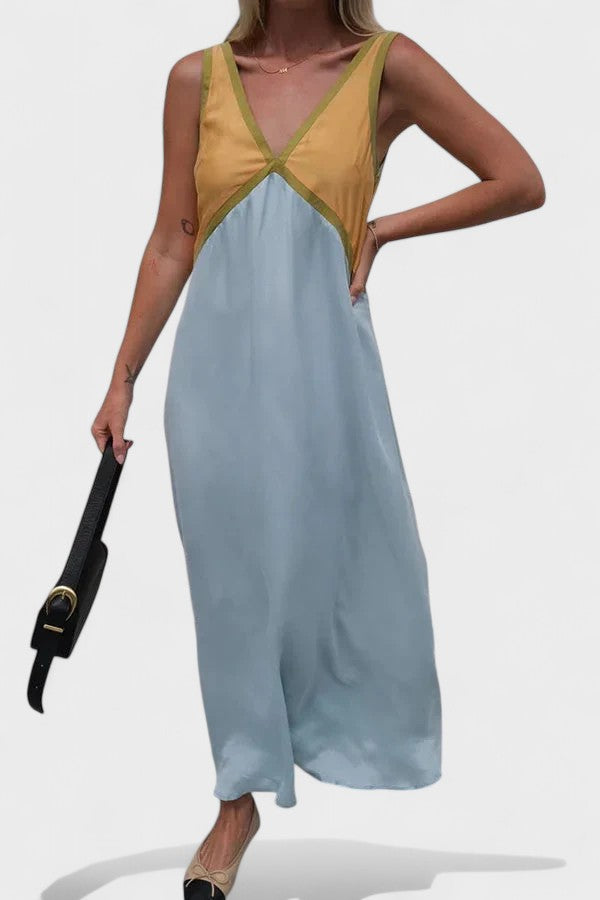 Vida | Sleeveless Colour Block Maxi Dress