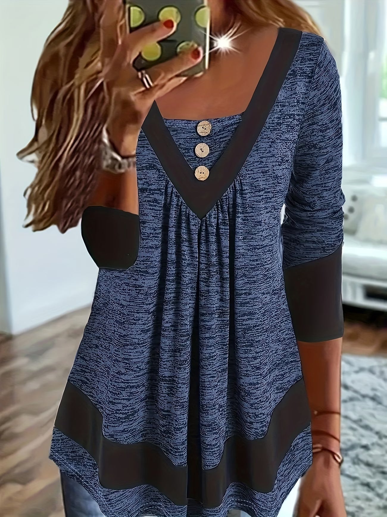 Grisel | Square Neck Button Detail Tunic