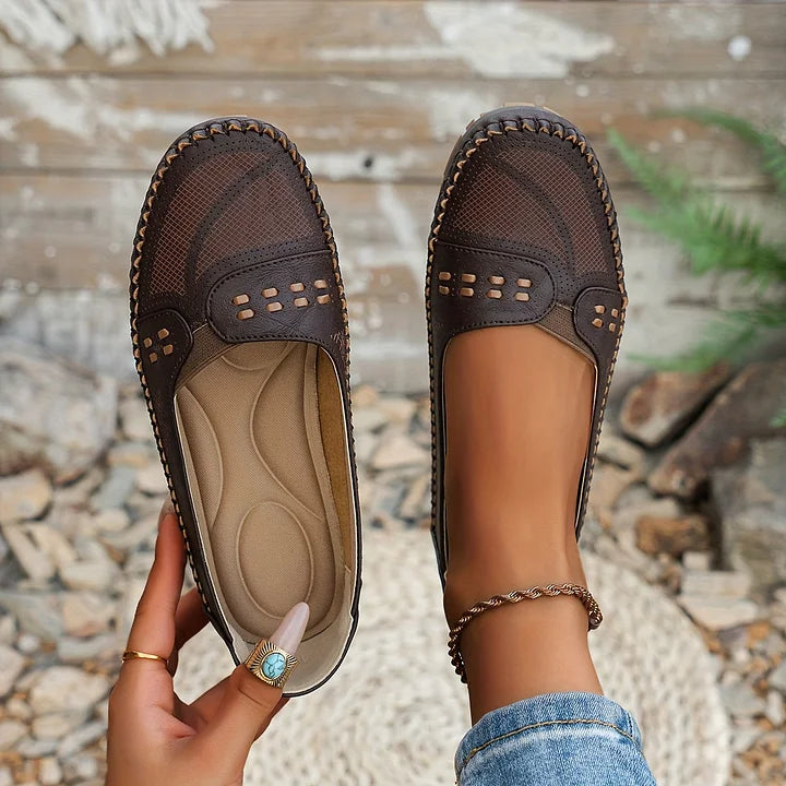 Gerdien | Brown Slip-On Perforated Loafers