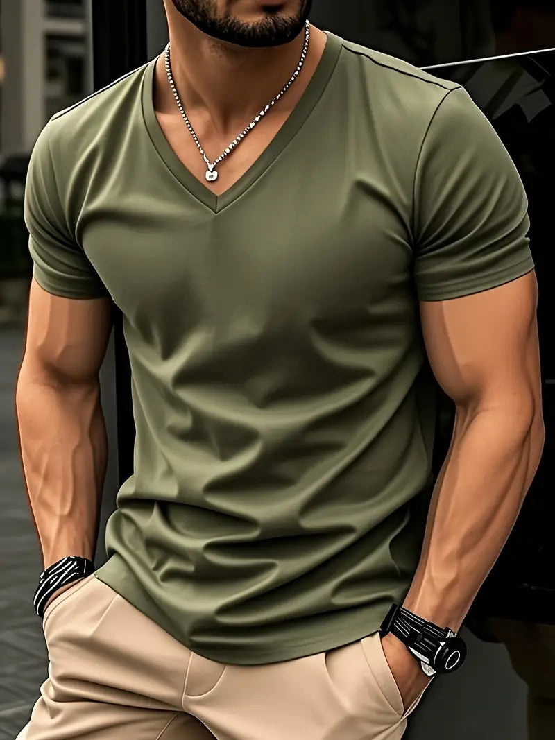 Fraga | V-Neck Slim Fit Mens T-Shirt