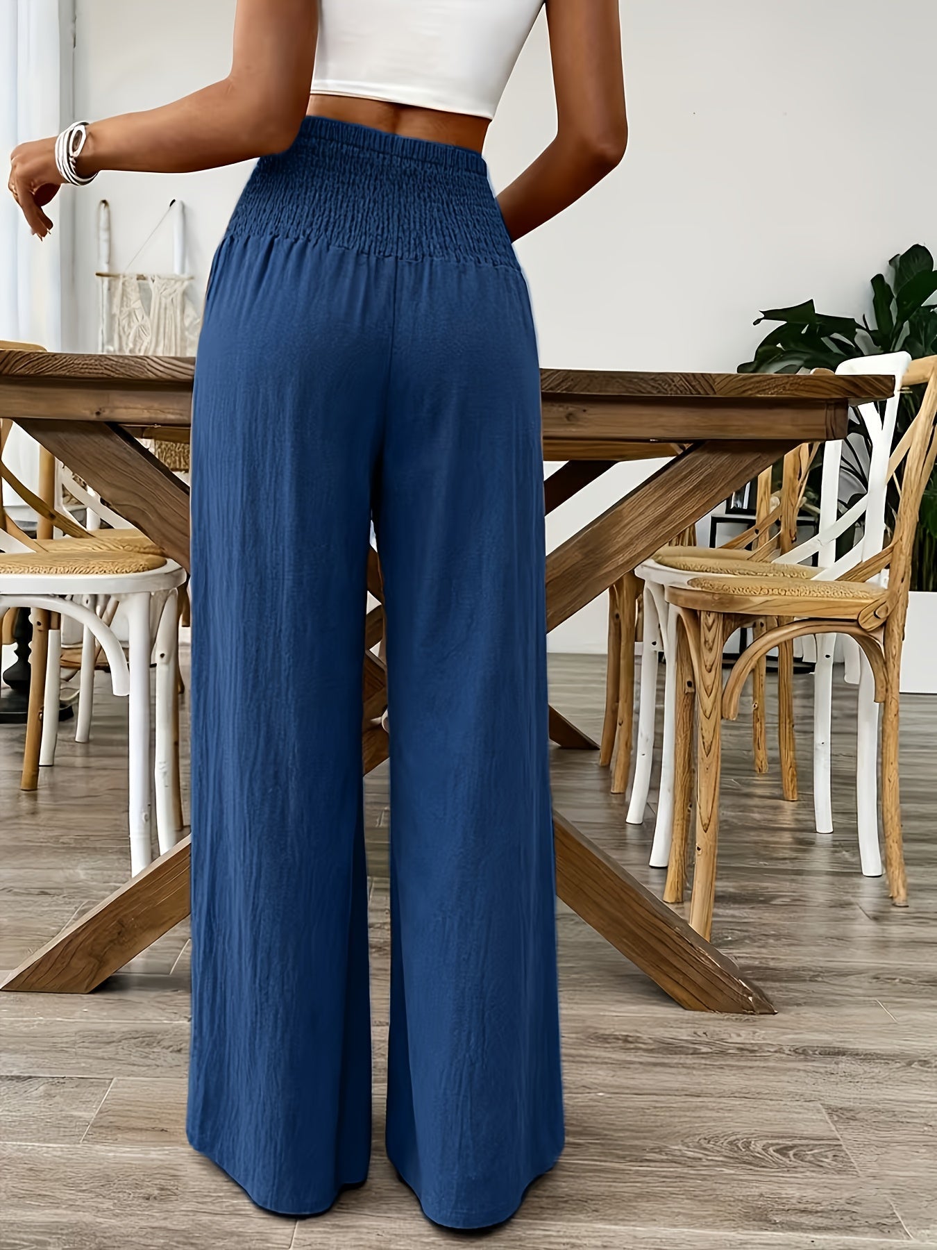 Rebeki | Trousers with Wide Legs and Shirred Waist
