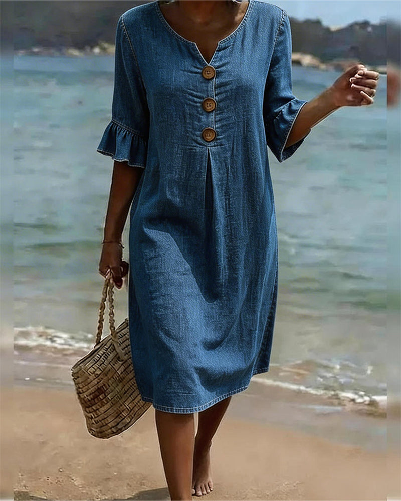Fammke | Casual Denim Summer Shift Dress