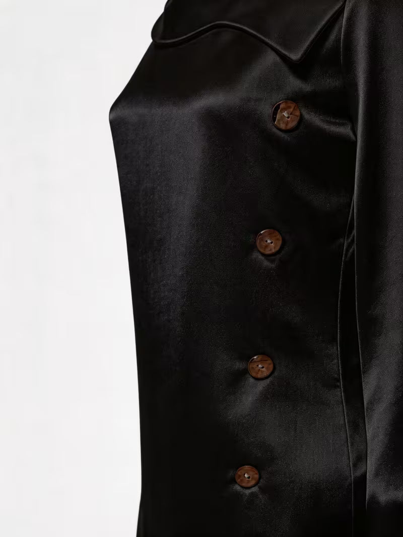 Avelea | Satin Square Neck Blouse with Side Buttons
