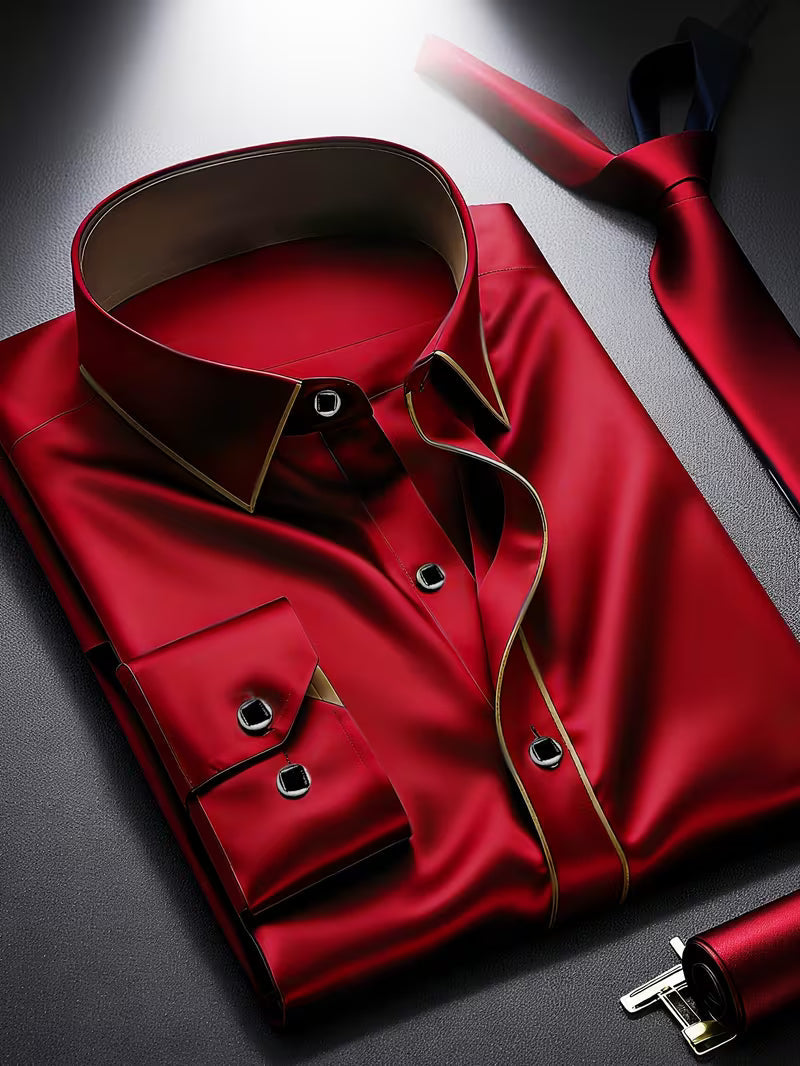 Daven | Long Sleeve Contrast Trim Button Shirt
