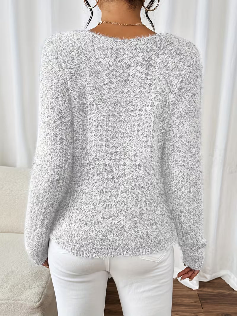 Aderah | V-Neck Textured Knit Jumper