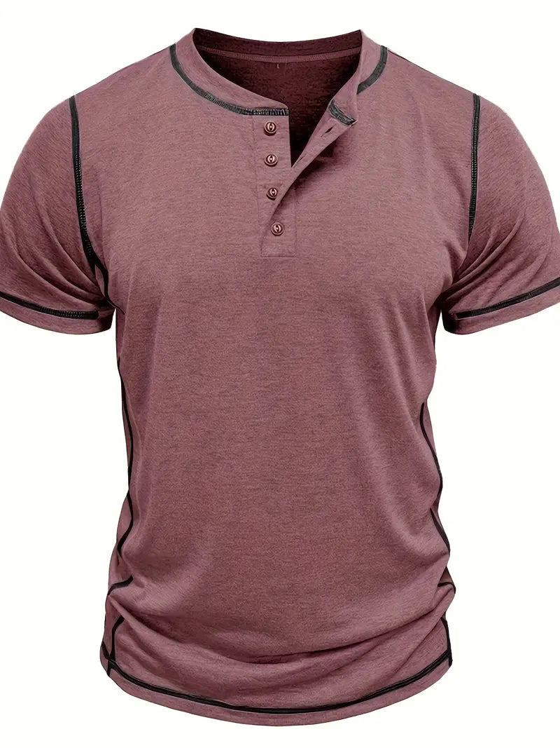 Orazio | Short Sleeve Henley Neck T-Shirt