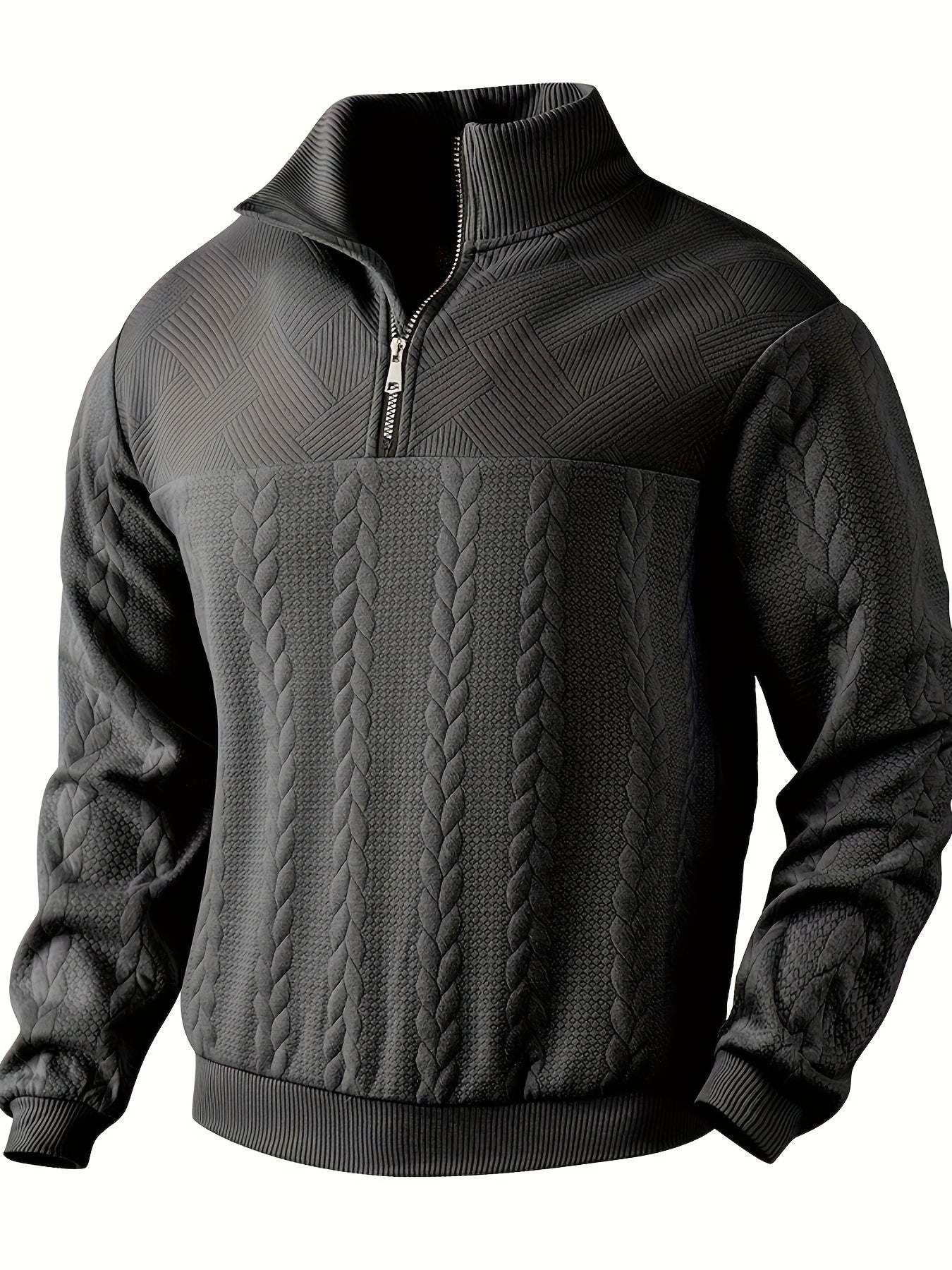Caleb | Quarter Zip Cable Knit Sweatshirt