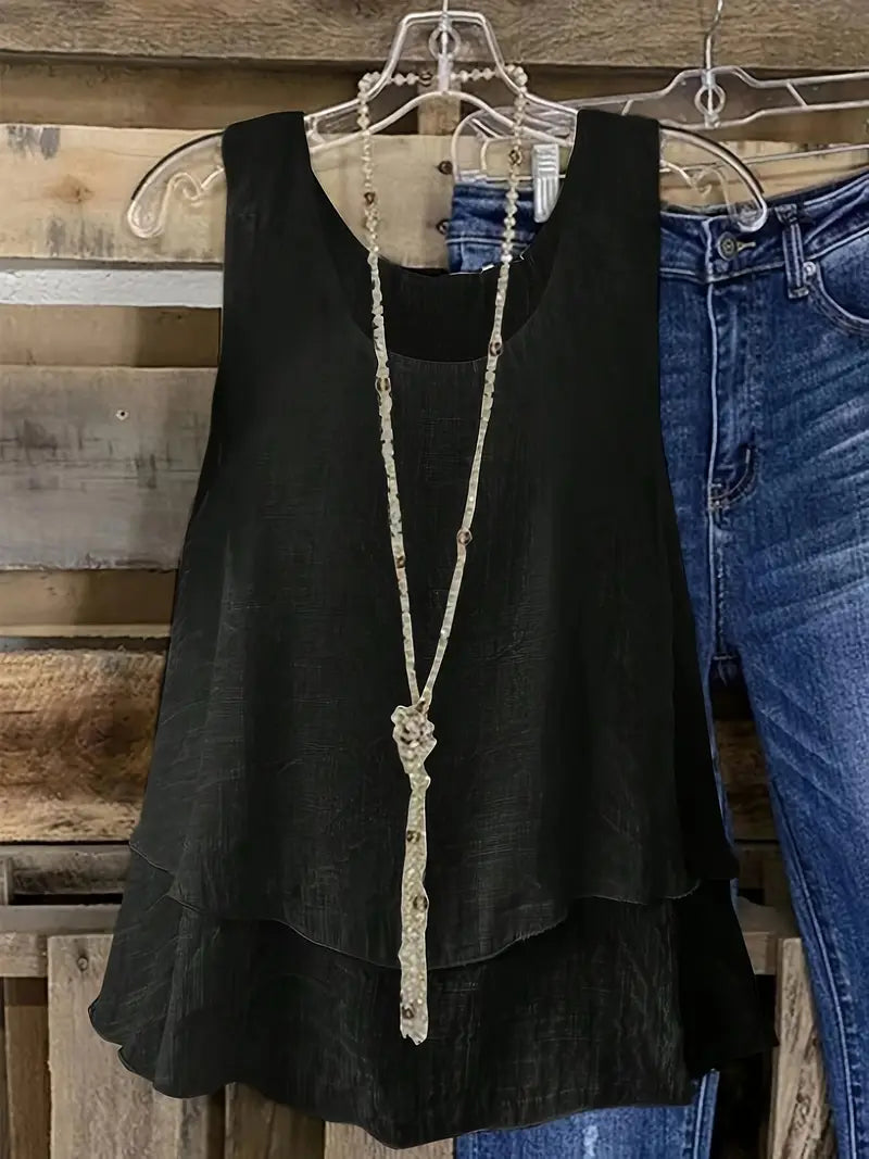 Cressida | Sleeveless Layered Swing Vest Top