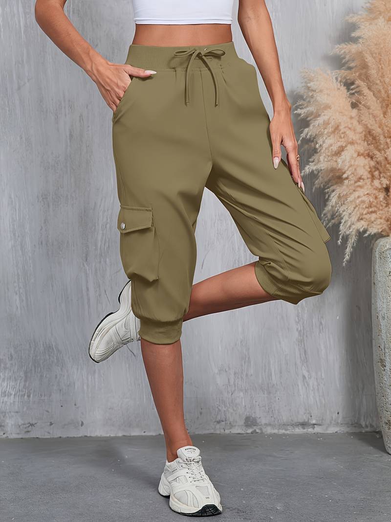 Kirabo | Cargo Cropped Drawstring Jogger Trousers