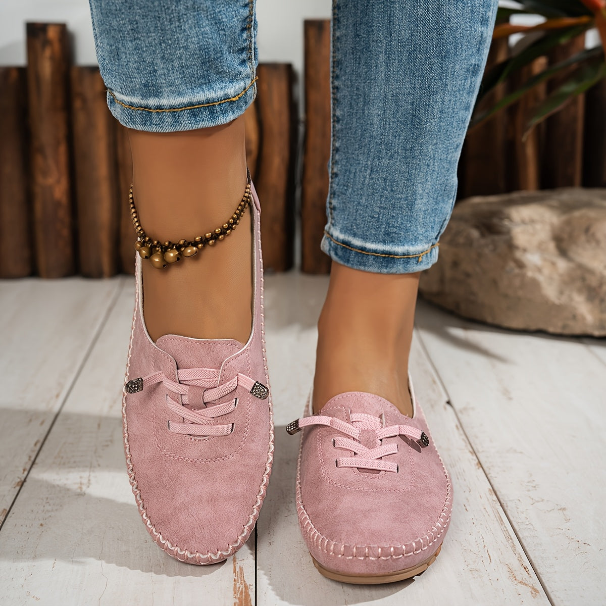 Zakiya - Suede Style Lace Up Loafers