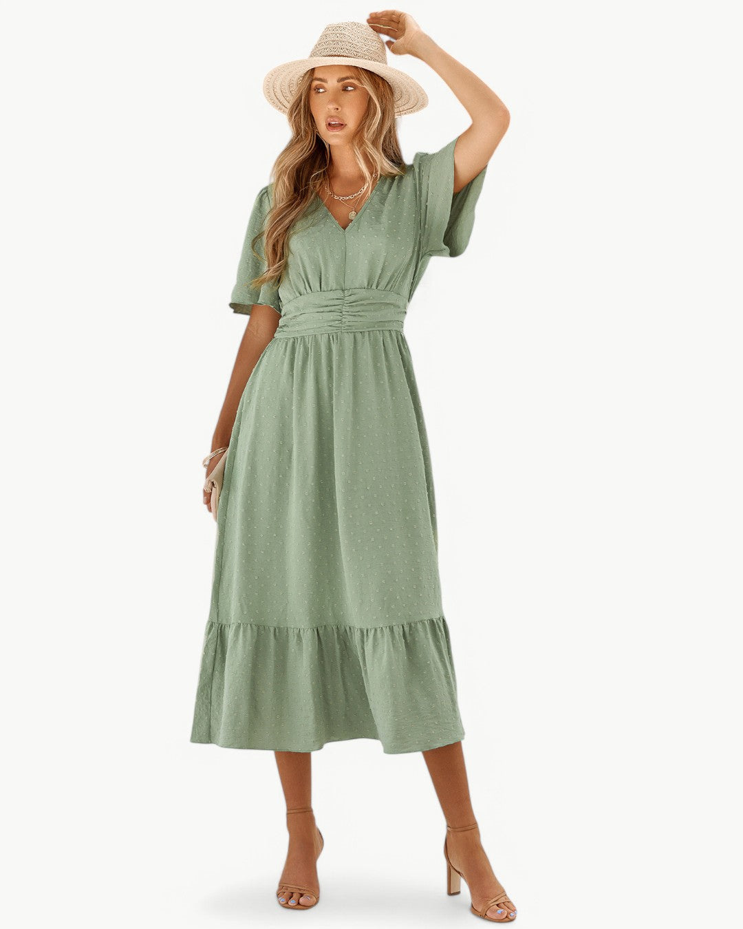 Rameena | Midi Dress V-Neck Short Sleeve