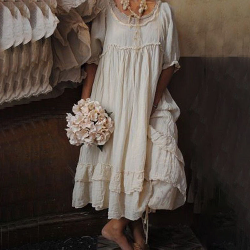 Tannaz | Short Sleeve Ruffle Maxi Dress