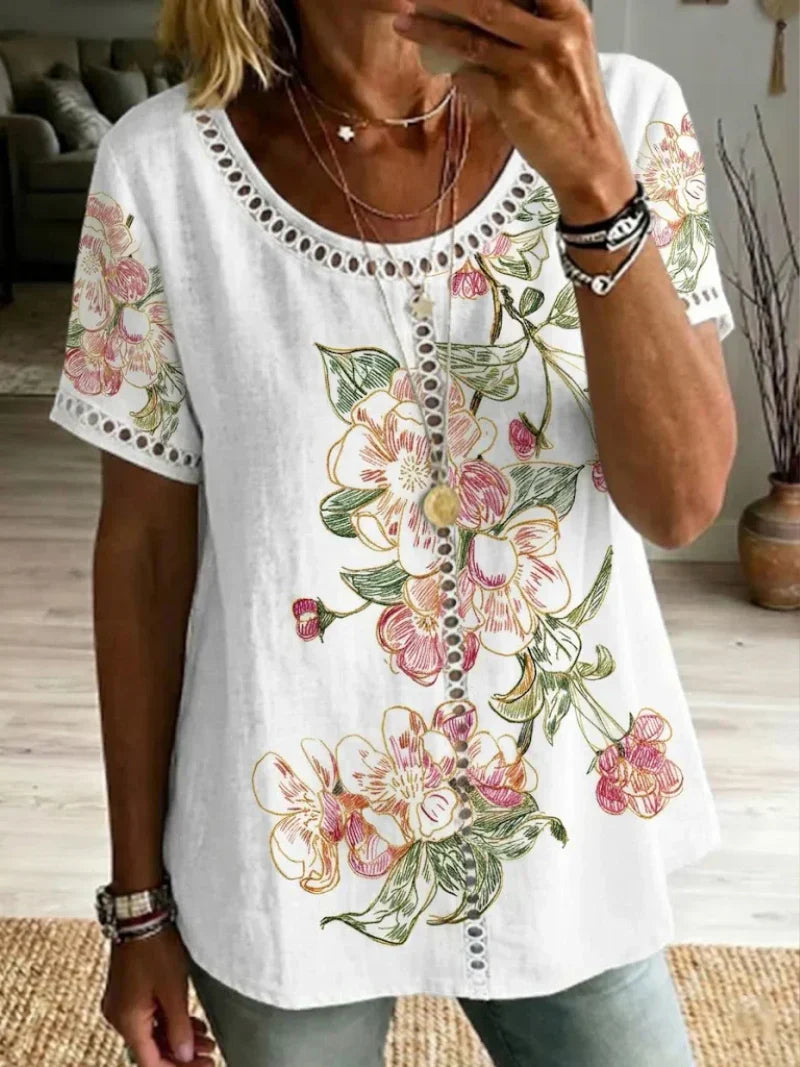 Brendie | Floral Print Short Sleeve Top