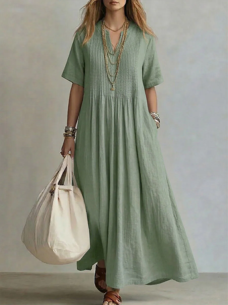 Betsaida | V-Neck Short Sleeve Maxi Dress