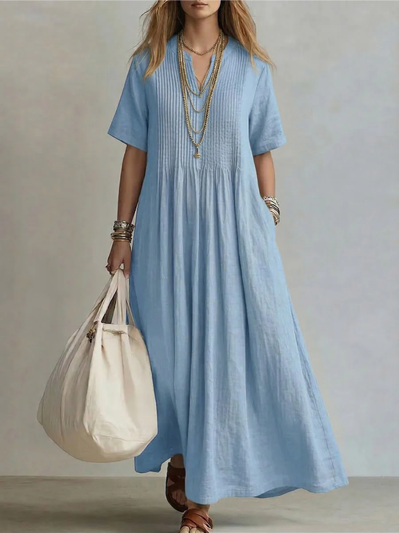 Betsaida | V-Neck Short Sleeve Maxi Dress