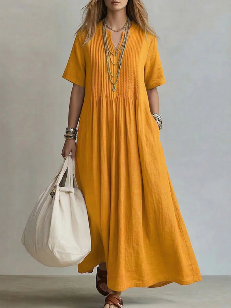 Betsaida | V-Neck Short Sleeve Maxi Dress