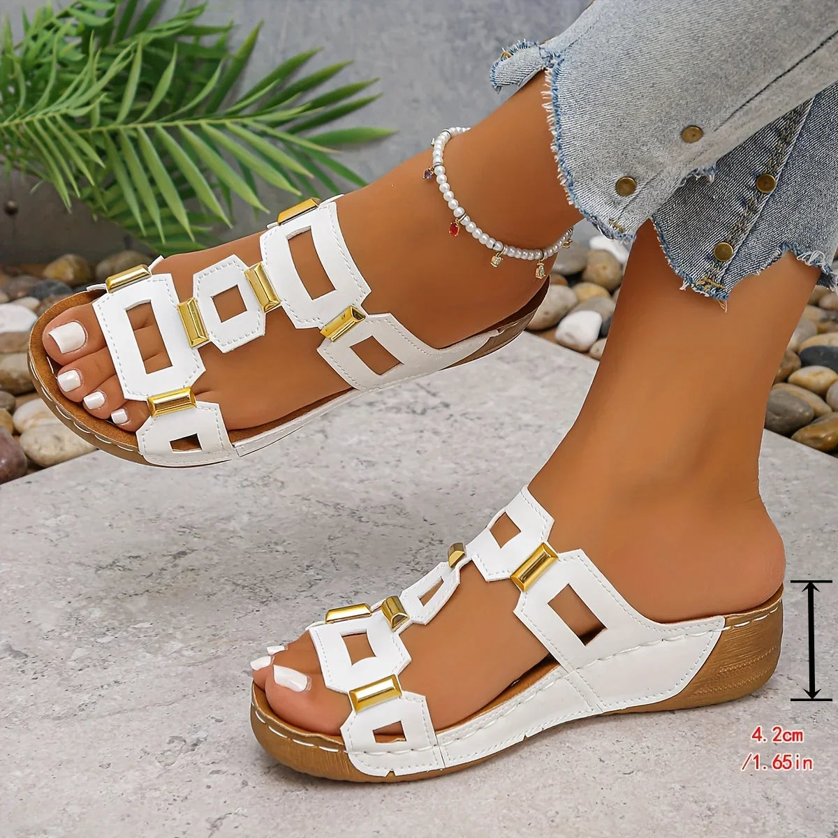 Norika | Open Toe Cut-Out Slide Sandals