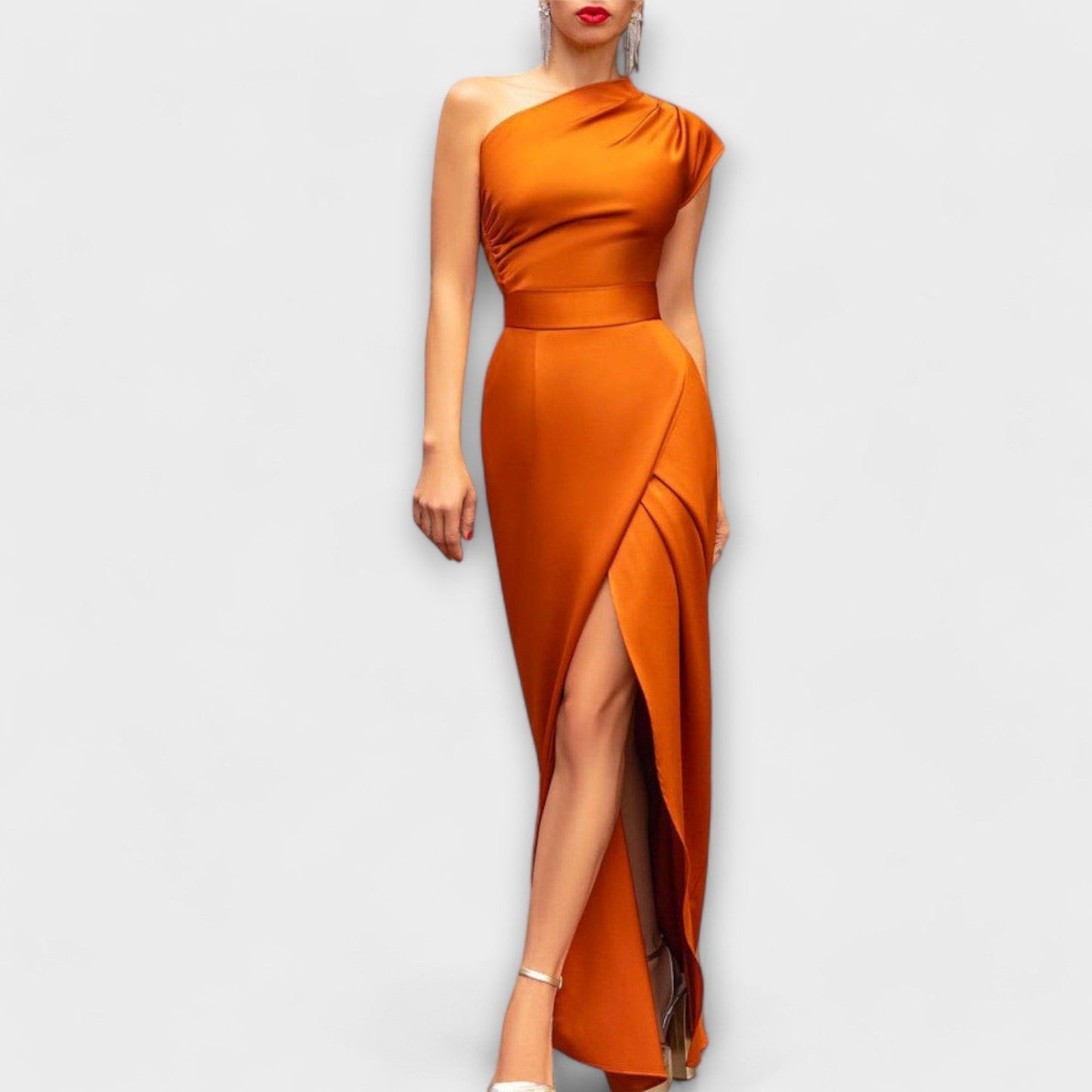 Nesibe | One Shoulder Maxi Dress High Split