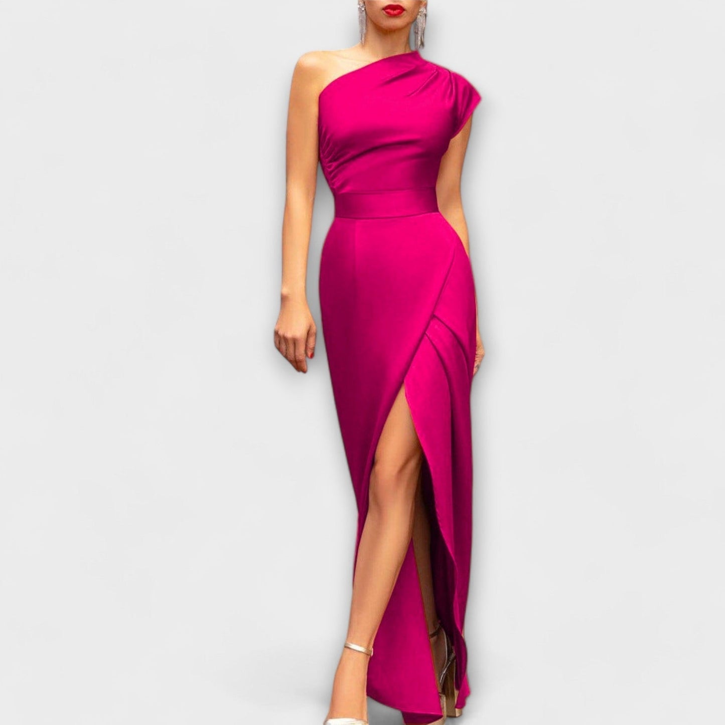 Nesibe | One Shoulder Maxi Dress High Split