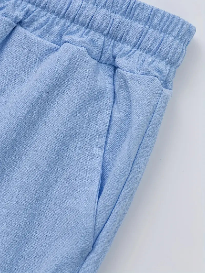 Babaev | Drawstring Wide Leg Linen-Style Trousers