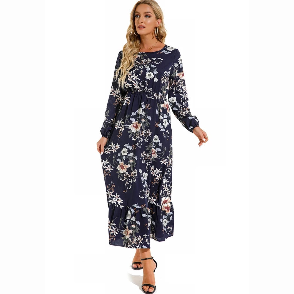Trisha | Floral Print Maxi Dress Long Sleeves