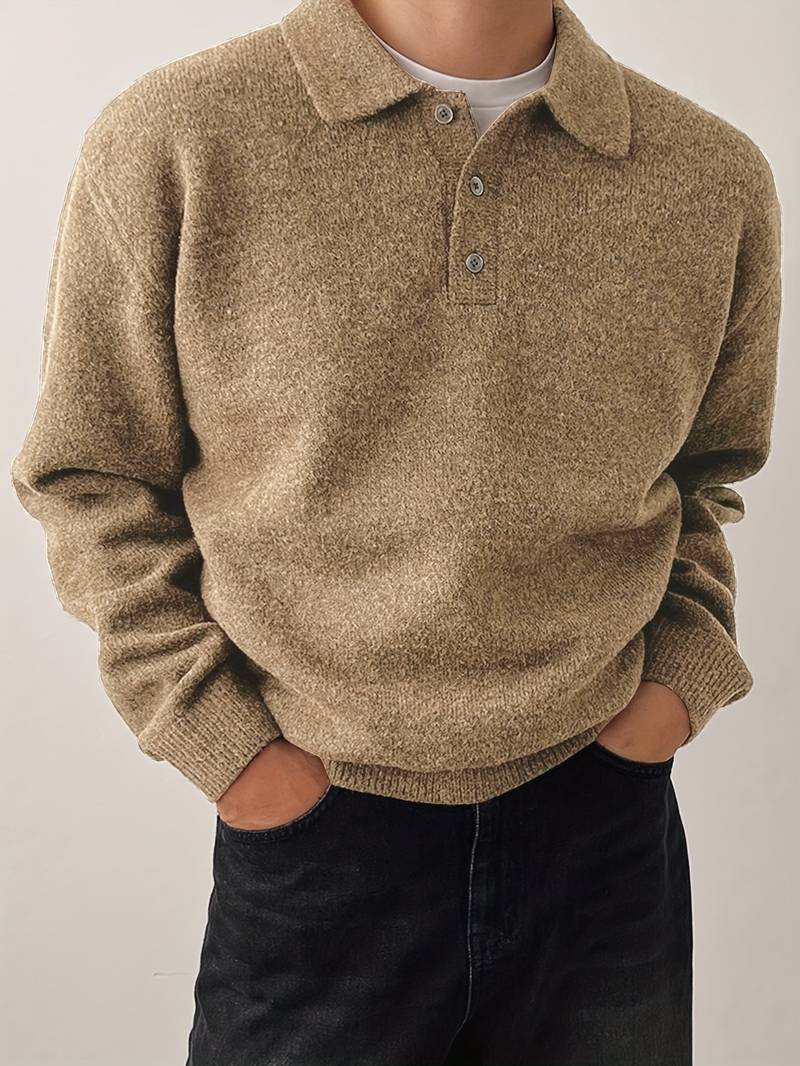 Eliran | Long Sleeve Textured Knit Polo Top